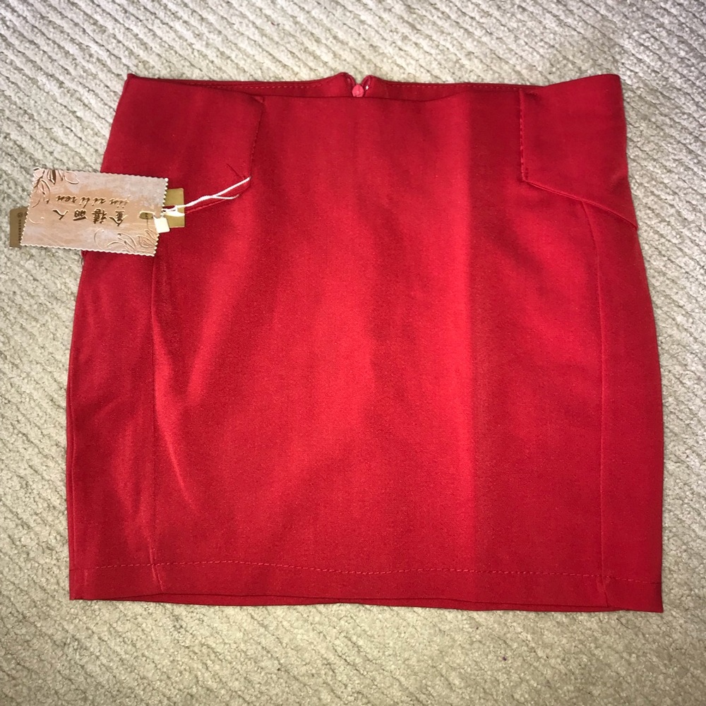 Short red mini skirt
